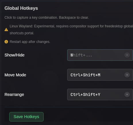 Hotkey settings