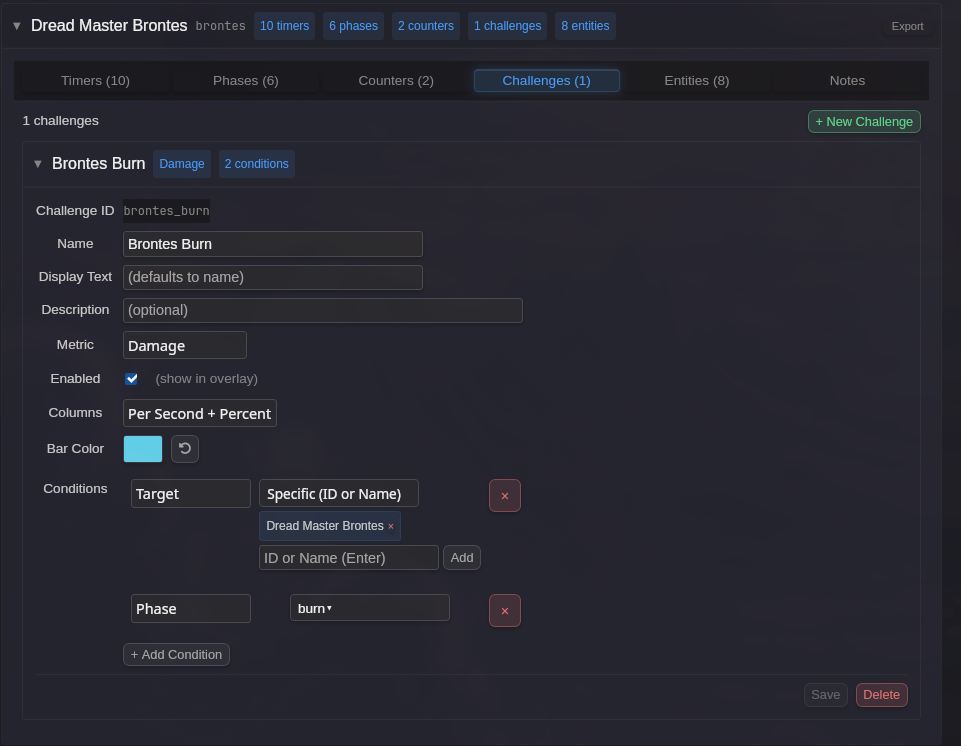 Challenges configuration
