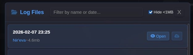 Upload from log file list